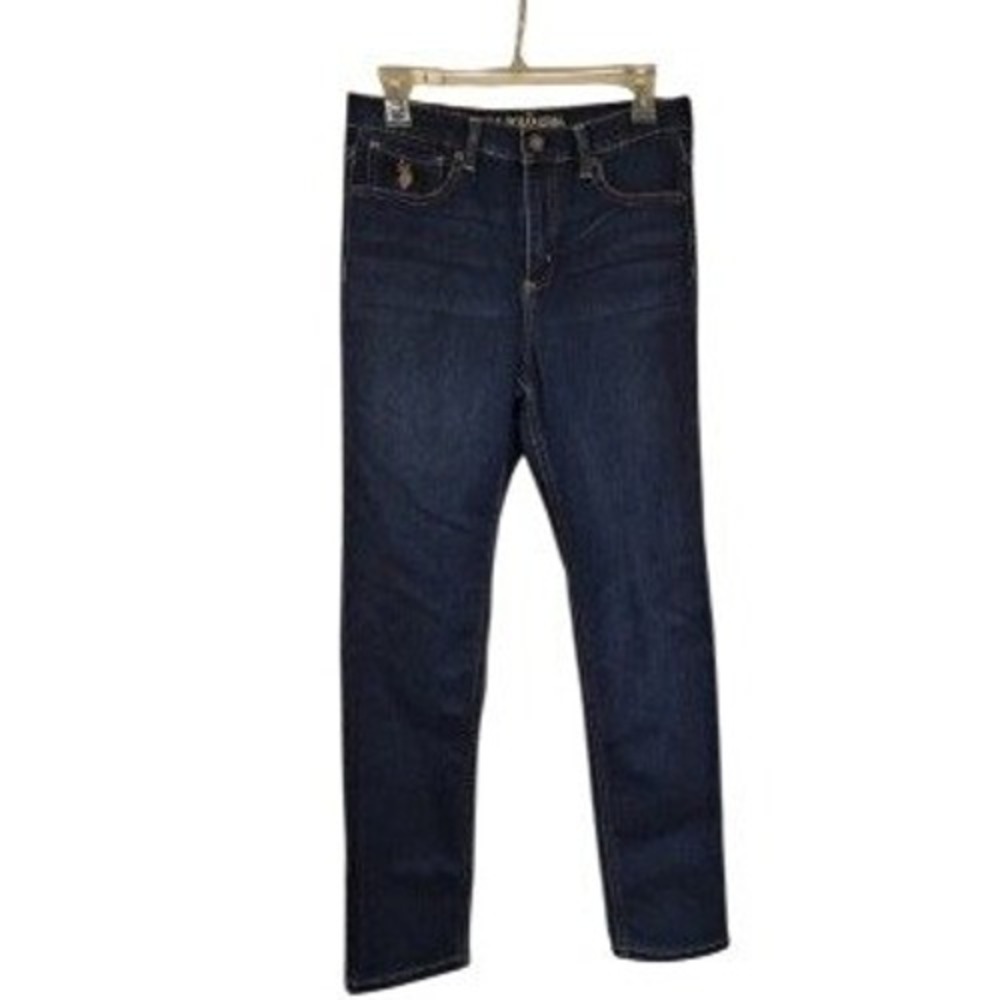 US Polo Assn Kids Dark Wash Straight Leg Stretch Denim Jeans Blue Size 16
